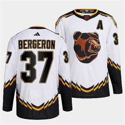 Boston Boston Bruins #37 Patrice Bergeron Men's adidas Reverse Retro 2.0 Authentic Player Jersey - White Men's
